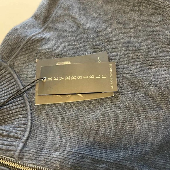 Age of Wisdom Reversible blue quarter zip sweater L - Picture 3 of 9